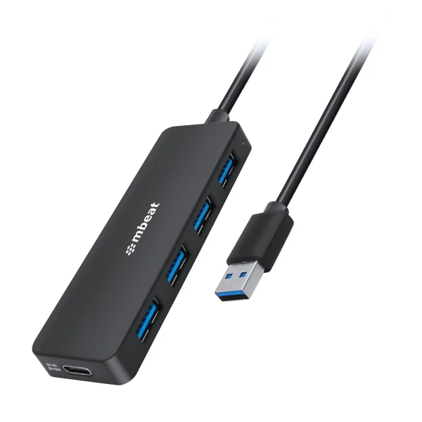MBEAT MB-U3H-5K ® 4-Port USB 3.0 Hub with USB-C DC Port Compact and Portable Design Expandable MBEAT MB-U3H-5K ® 4-Port USB 3.0 Hub with USB-C DC Port Compact and Portable Design Expandable