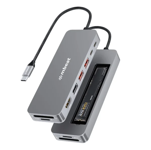 MBEAT MB-UCD-HS9 ® mbeat Elite 9-in-1 USB-C Multiport Hub with Built-in M.2 NVMe SSD Enclosure MBEAT MB-UCD-HS9 ® mbeat Elite 9-in-1 USB-C Multiport Hub with Built-in M.2 NVMe SSD Enclosure
