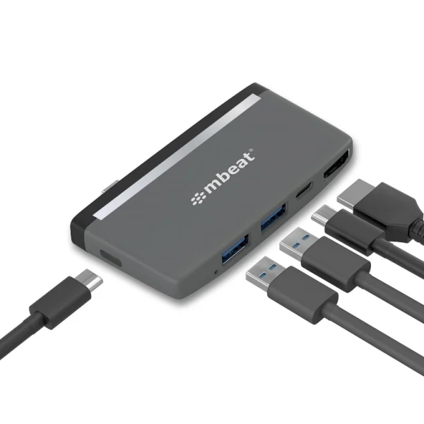 MB-UCH-59GRY (LS) mbeat® Essential Pro 5-IN-1 USB- C Hub (4k HDMI Video, USB-C PD Pass MB-UCH-59GRY (LS) mbeat® Essential Pro 5-IN-1 USB- C Hub (4k HDMI Video
