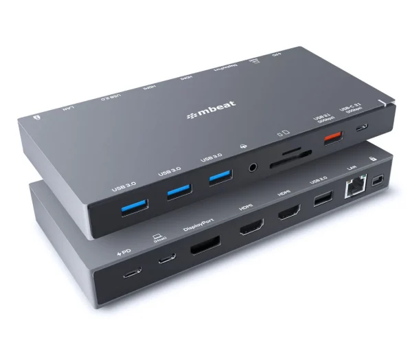 MB-UCD-X15 (LS) mbeat 15-in-1 Triple Display USB-C Docking Station 2x HDMI 1x DP 1x 100W PD MB-UCD-X15 (LS) mbeat 15-in-1 Triple Display USB-C Docking Station 2x HDMI 1x DP 1x 100W PD
