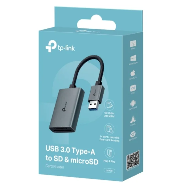 TP-Link UA430 USB 3.0 Type-A to SD & microSD 3.0 Card Reader TP-Link UA430 USB 3.0 Type-A to SD & microSD 3.0 Card Reader