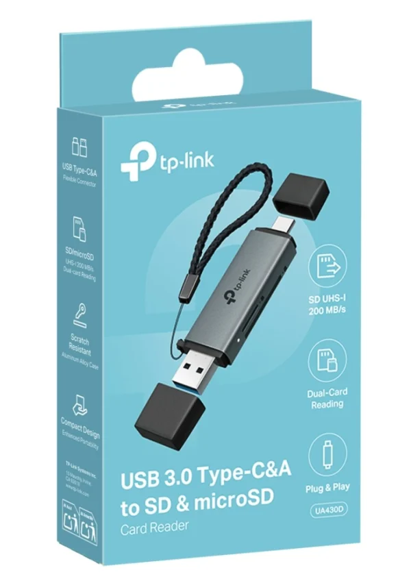TP-Link UA430D USB 3.0 Type-C&A to SD & microSD 3.0 Card Reader TP-Link UA430D USB 3.0 Type-C&A to SD & microSD 3.0 Card Reader