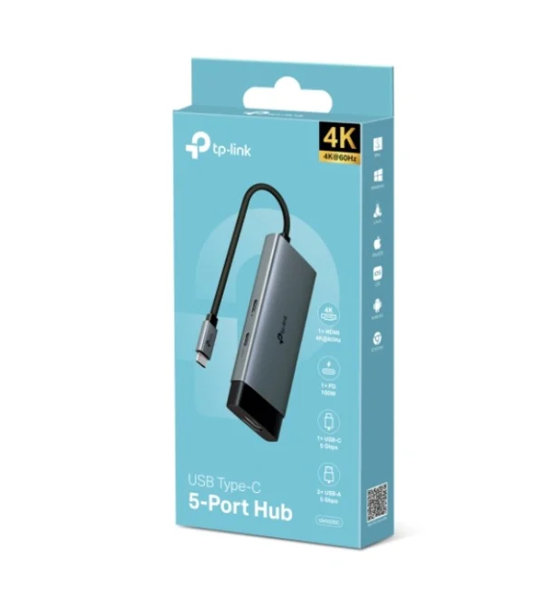 TP-Link UH5020C USB Type-C 5 in 1 Hub, 4K@60Hz HDMI, 100W Power Delivery, 1× USB-C Data Port TP-Link UH5020C USB Type-C 5 in 1 Hub, 4K@60Hz HDMI, 100W Power Delivery, 1× USB-C Data Port