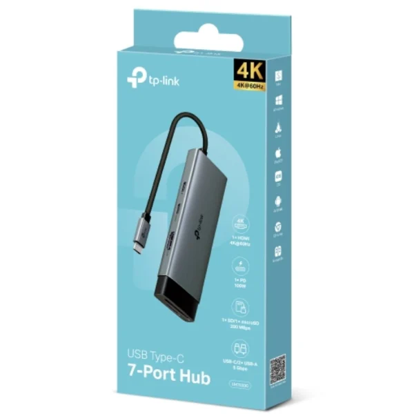 TP-Link UH7020C USB Type-C 7 in 1 Hub, 4K@60Hz HDMI, SD & microSD UHS-I, 100W Power Delivery TP-Link UH7020C USB Type-C 7 in 1 Hub, 4K@60Hz HDMI, SD & microSD UHS-I, 100W Power Delivery