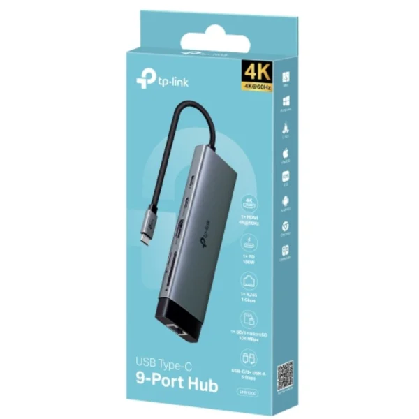 TP-Link UH9120C USB Type-C 9-Port Hub, 4K@60Hz HDMI, 1 Gbps ethernet, SD & microSD UHS-I, 100W TP-Link UH9120C USB Type-C 9-Port Hub, 4K@60Hz HDMI, 1 Gbps ethernet, SD & microSD UHS-I