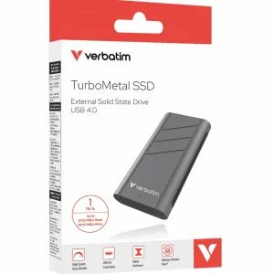 Verbatim TurboMetal SSD USB 4.0 1TB , High Speed Data transfer – up to 3700 MB/s read and 3600 Verbatim TurboMetal SSD USB 4.0 1TB , High Speed Data transfer