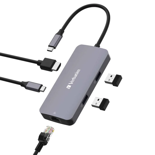 Verbatim USB-C Pro Multiport Hub 5 Port, HDMI 4K60, RJ45 1GbE, 2x USB-A 3.2 Gen1 5Gbps