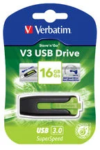 Verbatim 16GB V3 USB3.0 Green Store’n’Go V3; Rectractable USB Storage Drive Memory Stick Verbatim 16GB V3 USB3.0 Green Store'n'Go V3; Rectractable USB Storage Drive Memory Stick