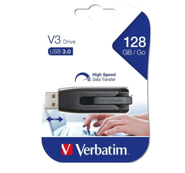 Verbatim Store’n’Go V3 USB 3.2 SuperSpeed Drive 128GB – Backup Storage, Grey, Windows, Mac Verbatim Store'n'Go V3 USB 3.2 SuperSpeed Drive 128GB - Backup Storage, Grey, Windows, Mac